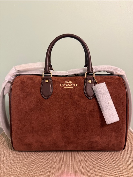 Coach Handbags - Coach Large Rowan Satchel in Vintage Brown Suede